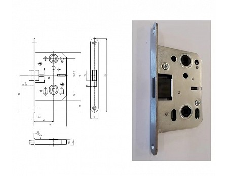 Magnetický zámek K042 75/45 WC P/L čelo nerez