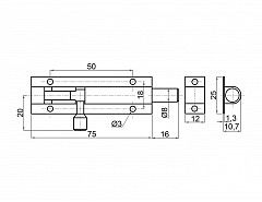 Zástrč celo-hliníková ČERNÁ 75x25 mm