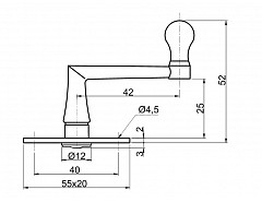 OBRTLÍK S KULIČKOU 25mm MOSAZ