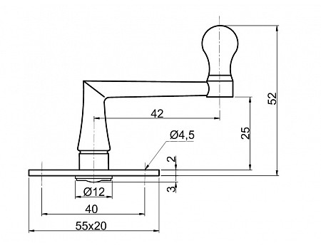 OBRTLÍK S KULIČKOU 25mm BRONZ