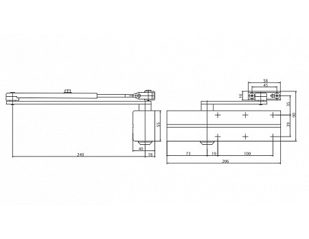 Zavírač DC 120 ČERNÝ (80kg) s aretačním ramínkem