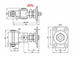 Závěs seřizovací plotna M16 55x75mm JEKL 40mm Černý lak  nosnost 30kg