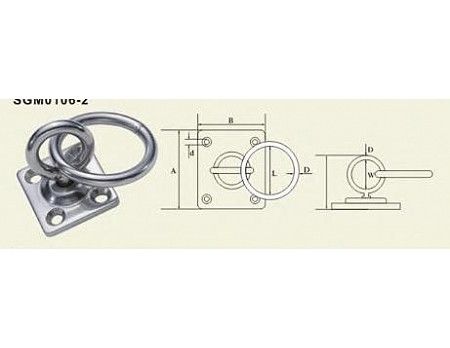 Deska s okem s kroužkem 40x40mm 6mm NEREZ