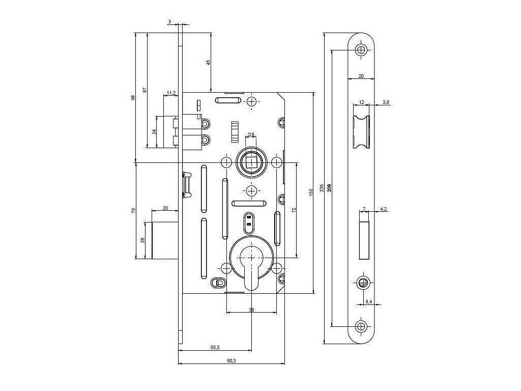 Zámek 190/140/20 N FAB-72/80 P Bal.25ks