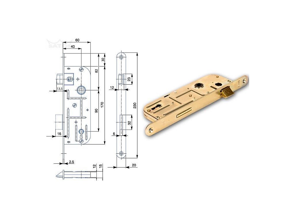 Zámek dozický 02-03 BZn P-L 90/60