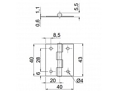 Kloubový závěs 40v+40š Zn(800)