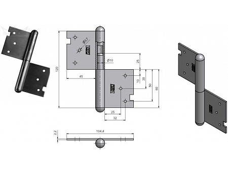 Závěs dveřní 120 mm''P'' č.92700000