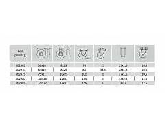 Kolečko 65x19 otočné s brzdou/otvor pro šroub M10, šedá guma 35 kg
