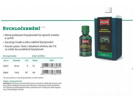 Rychločernění na ocel 50ml Ball quickbrowning BALLISTOL 23630 (23623-CS)