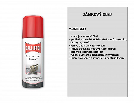 Zámkový olej (mazadlo) sprej 50 ml, BALLISTOL 25954 (25940)