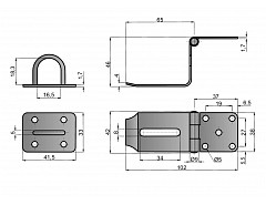 Petlice lomená NEREZ 65x45mm š.38mm