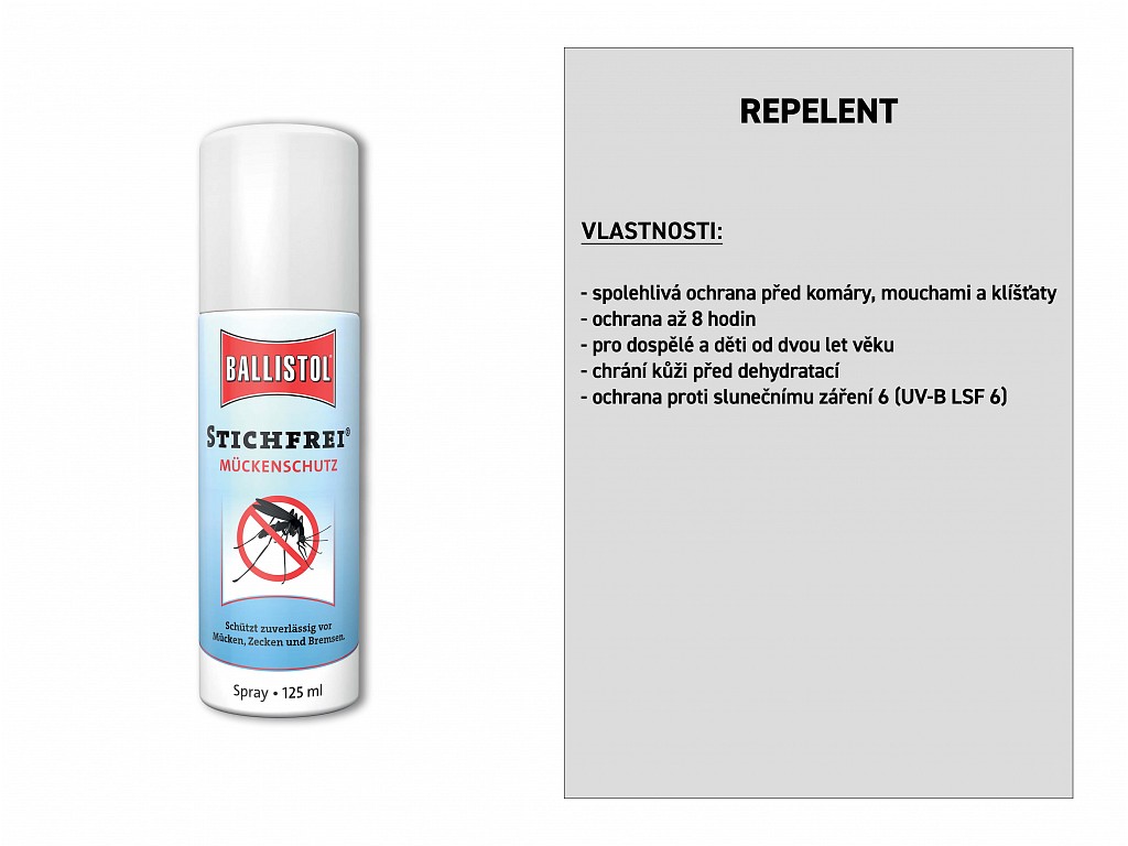 Repelent proti komárům a klíšťatům, sprej 125 ml, BALLISTO 26907(26810CS)