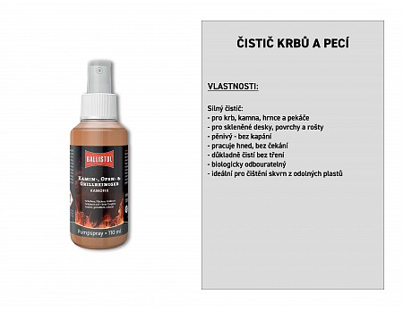 Čistič krbů a pecí Kamofix, pumpovací sprej 150 ml, BALLISTOL 25415 (25402,25416)