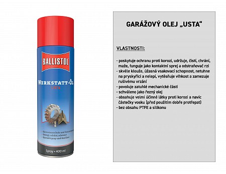 Dílenský olej proti korozi USTA sprej 400 ml, BALLISTOL 22960 (22961,22950)