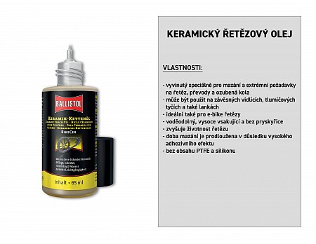 Keramický řetězový olej, kapalný 65ml, BALLISTOL 28053 (28050)