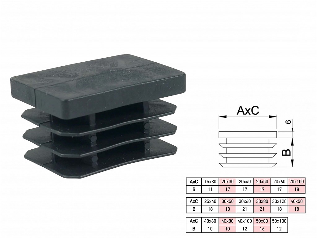 Ucpávka plastová černá 30x120mm