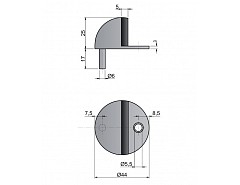 Zarážka dveřní NEREZ pr.44,5 x 25 mm
