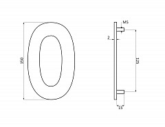 Číslice "0" fasádní 150mm NEREZ