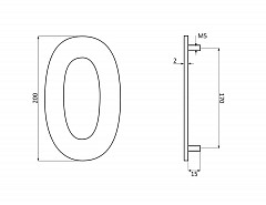 Číslice "0" fasádní 200mm NEREZ