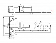 Závěs seřiditelný 470mm M16 na dřevěné dveře Žlutý zinek