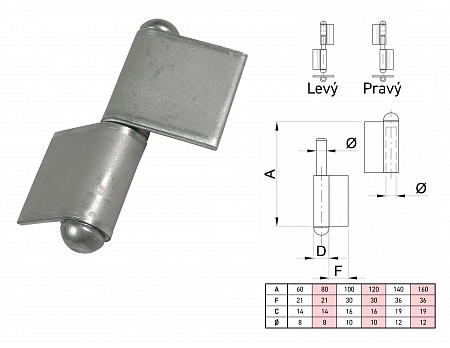 Závěs k přivaření s praporkem 120x10,2x33mm PRAVÝ 495 DX