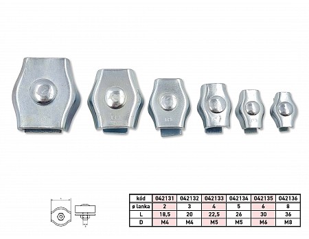 Lanová svorka SIMPLEX lanko 2mm  BZn M4