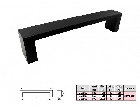 VIKTORIE 160mm úchytka černá mat