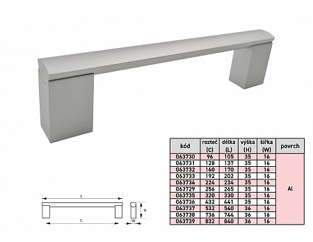 PORTA úchytka Al 736/746 mm