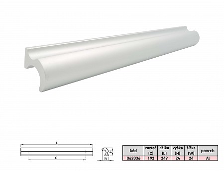 IVETA 812 192/250 úchytka Al "AKČNÍ CENA BEZ SLEVY"