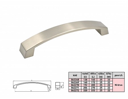 NORA 320mm úchytka Ni-broušený