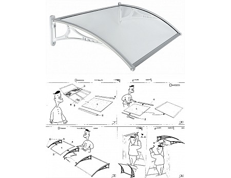 Stříška vchodová MODUL 1 stříbrná - variabilní 1200x700x5mm "AKČNÍ CENA BEZ SLEVY"