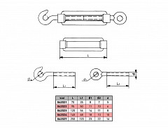 Napínák lana M6x90mm/70kg