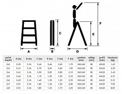 Schůdky oboustranné Al 2x2, nosnost 150 kg  "AKČNÍ CENA BEZ SLEVY"