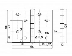 Kloubový závěs 100+100mm tl.1,6mm černý mat