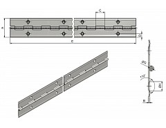 Závěs tyčový (pianový) PMS 40x0,6x910/70 s prolisem č.72073804