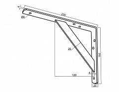 Konzola policová ČERNÁ MATNÁ  200x150x20 (nosnost 100kg/pár)