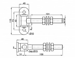 Závěs seřiditelný ovál plotna M16x131mm  Bílý zinek