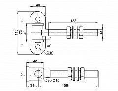 Závěs seřiditelný ovál plotna M20x138mm Bílý zinek