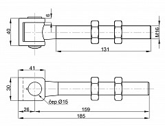 Závěs seřiditelný s dlouhým šroubem M16x131mm BZn 25kg