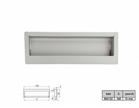 KARLA 160/170  úchytka zadlabací CR-SATIN