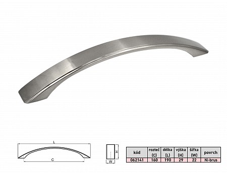 ANDREA 160 mm úchytka Ni-broušený