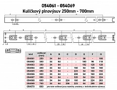 Kuličkový plnovýsuv 250mm Zn 45mm