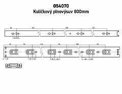 Kuličkový plnovýsuv 800mm Zn 45mm