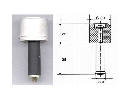 Zarážka dveřní D=20 VÁLEC BÍLÁ F1-265B