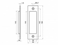 Madlo zápustné 165x53mm  Bílý zinek
