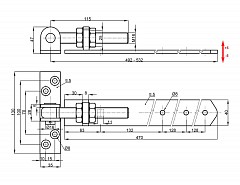 Závěs seřiditelný 470mm M16 na dřevěné dveře Černý lak