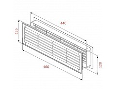 Větrací mřížka T15 440x120  BÍLÁ