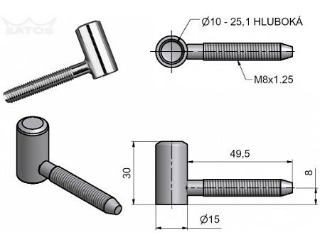 Závěs dveřní 60/10 VD M8 Ni č.96068700