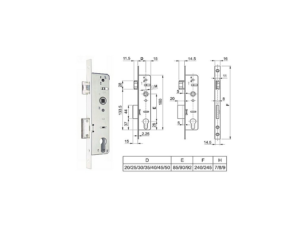 EURO-PVC FAB 92/35/16 střelka hl.50