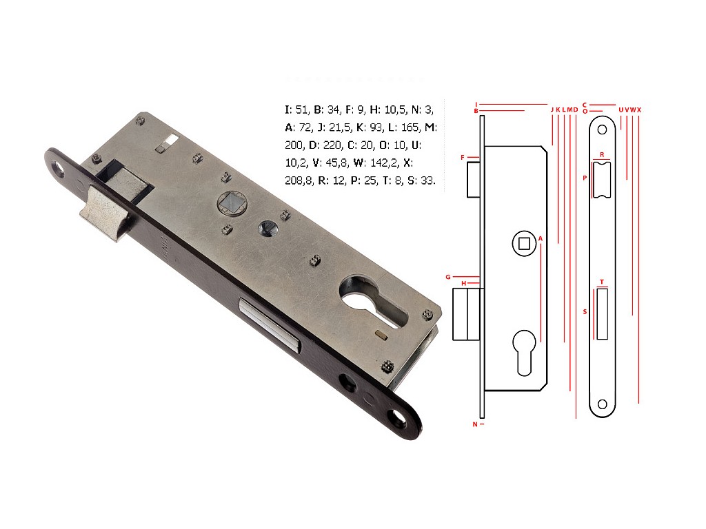 Zámek ZZB 1 - Z219-ZWP 72/34 P hl.50mm
